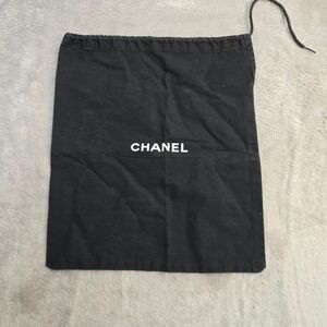 Chanel Black Cotton Drawstring Dust Bag Logo Storage Pouch 10.5x12 Small Medium